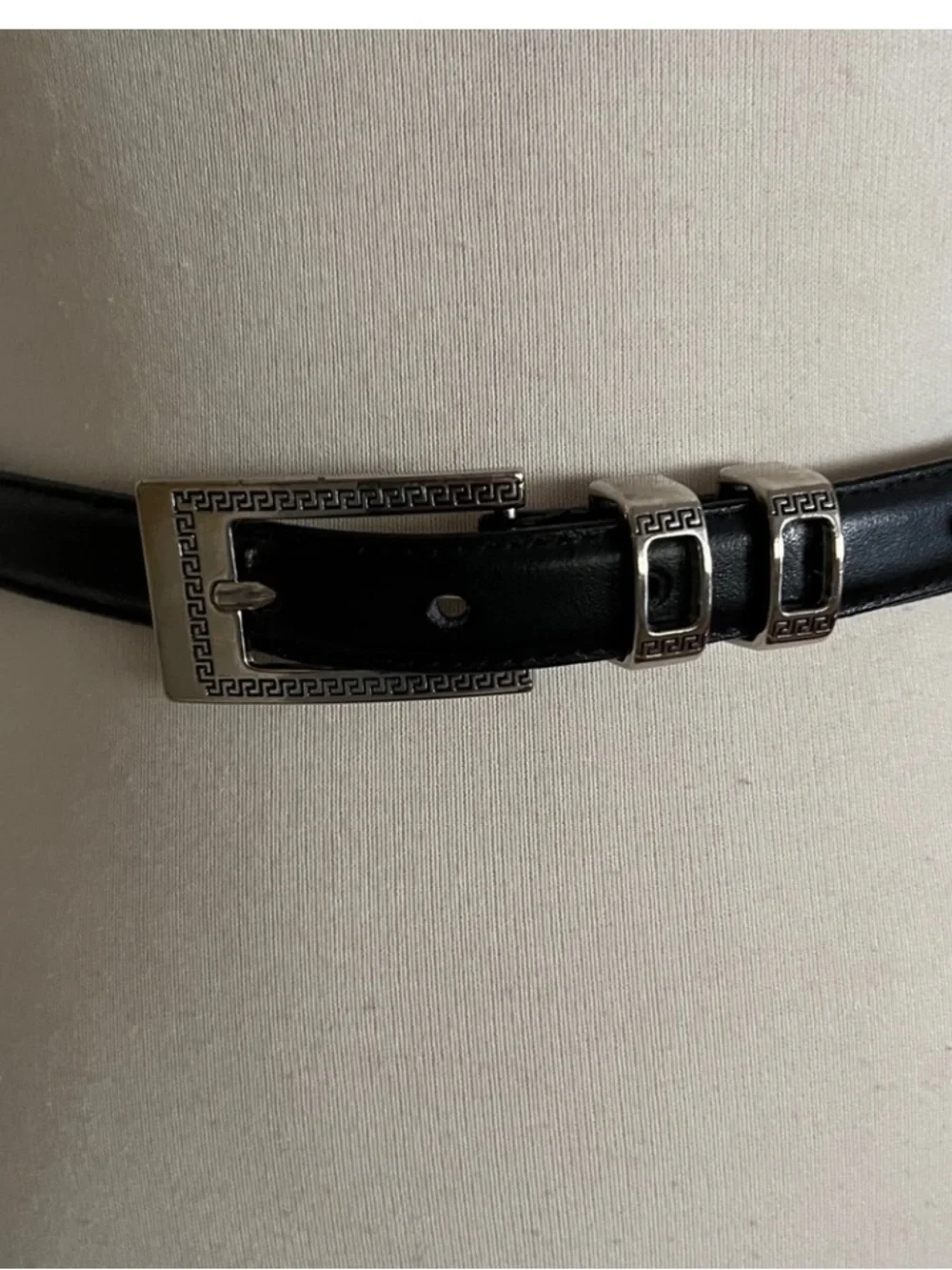 Black And Silver Leather Belt